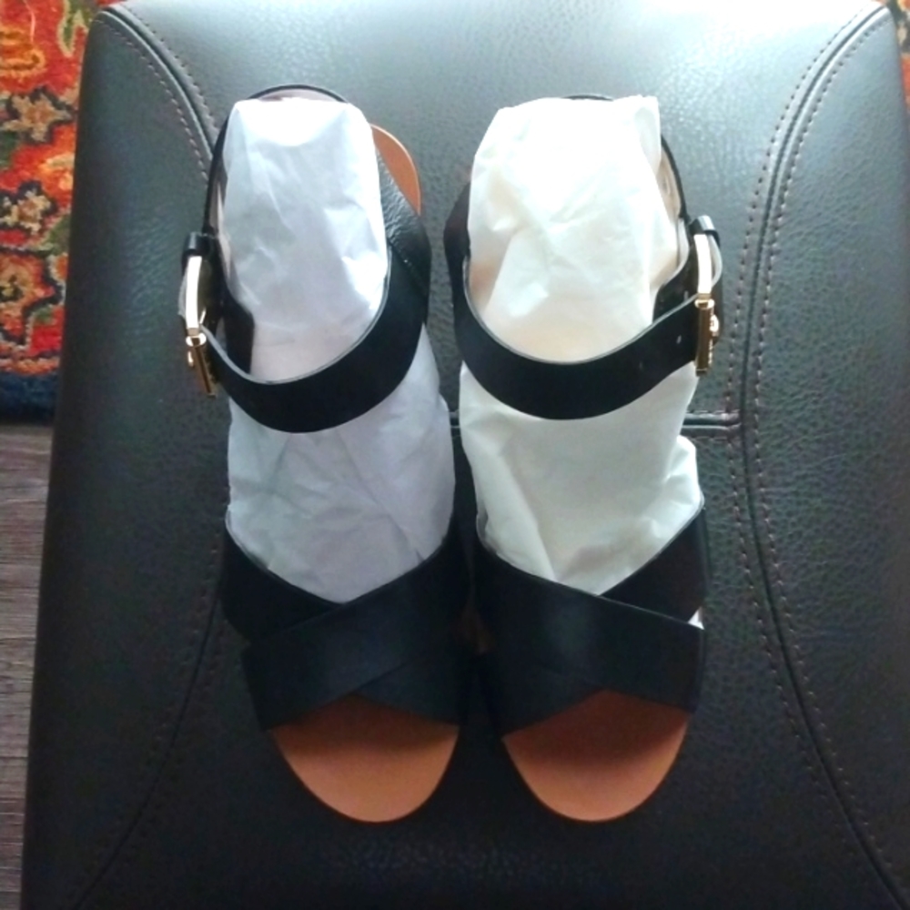 MK platform sandals, black
